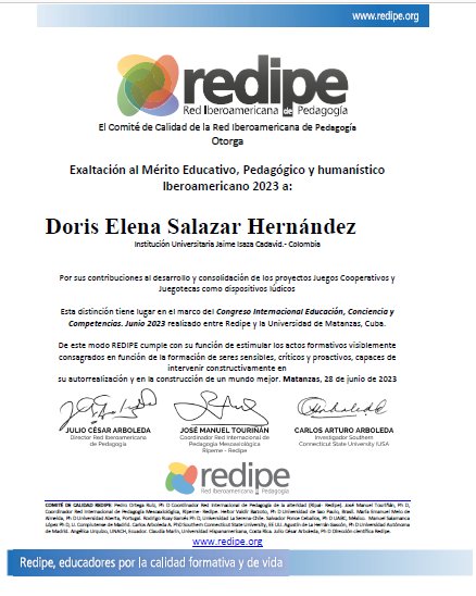 Documento Exaltación al Mérito Educativo, Pedagógico y Humanístico Iberoamericano Redipe, para la Facultad de Educación Física, Recreación y Deporte