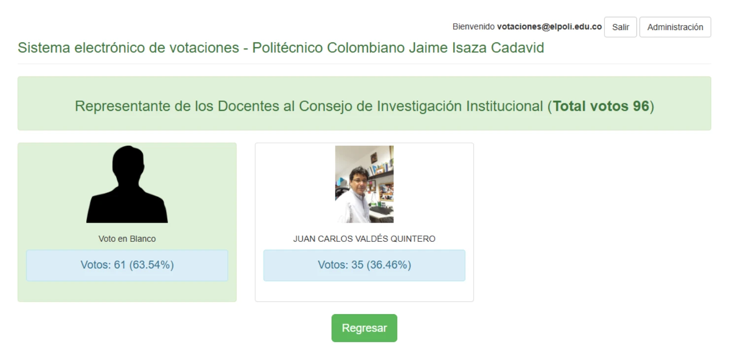 Evidencia del escrutinio